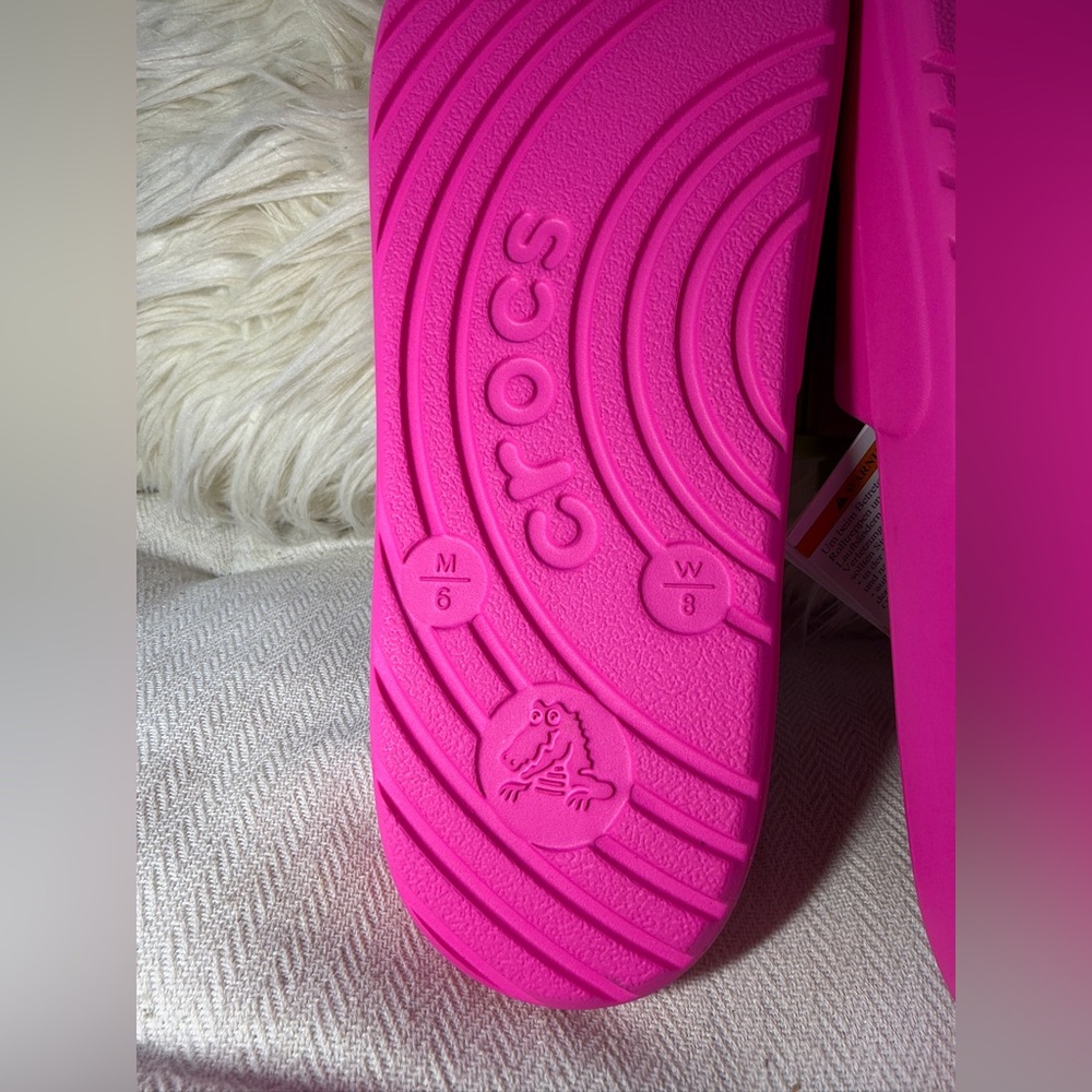 Crocs Slide Men's 6/ Women's 8 Pink Single Band Sandals 210088-6TW NWT - Picture 7 of 7